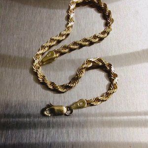 14k Solid yellow gold rope bracelet 7 " 6 grams